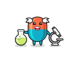 Mascot character of capsule as a scientist vector