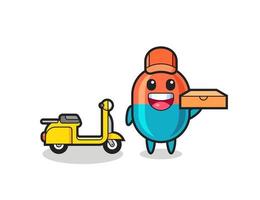 Character Illustration of capsule as a pizza deliveryman vector