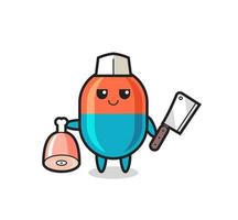 Illustration of capsule character as a butcher vector