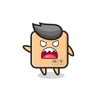 cute cardboard box cartoon in a very angry pose vector