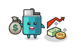 lighter illustration cartoon holding money sack vector