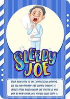 tarjeta de juego de personajes con la palabra sleepy joe vector