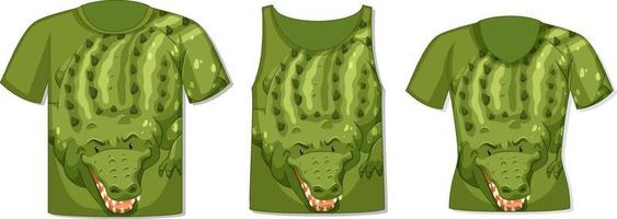 Different types of tops with crocodile pattern vector