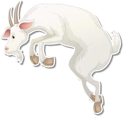 Sticker design with a goat in jumping pose isolated