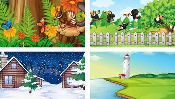 Four different nature horizontal scene vector