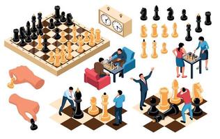 Isometric Chess Playing Set vector