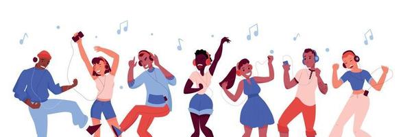 Dancing People With Headphones vector