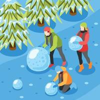 Winter Fun Isometric Composition vector