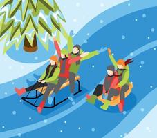 Winter Fun Isometric Composition vector