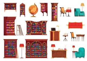 conjunto de iconos de biblioteca vintage vector