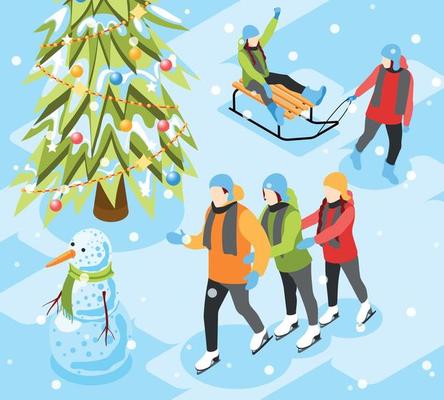 Winter Fun Isometric Composition