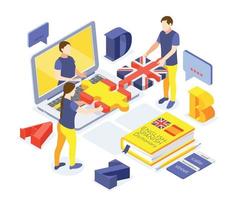 Language Courses Isometric Composition vector