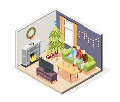 Christmas Isometric Composition vector