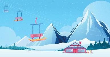 Winter ski Resort Composition vector