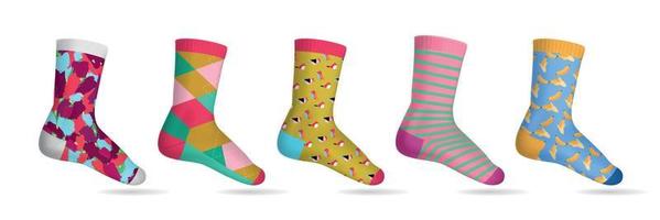 conjunto de colores de calcetines realistas vector