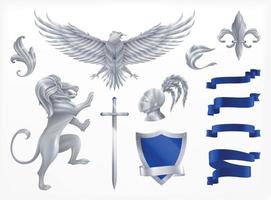 Heraldic Animals Silver Set vector