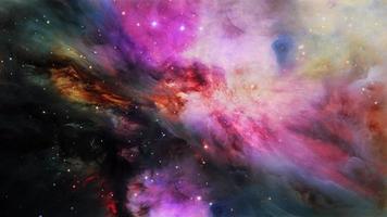 Space Flight Through The Orion Nebula. 4K 3D video