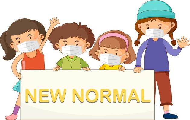 New Normal with children wearing masks