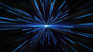 El rayo azul sale disparado del núcleo en el espacio negro. video