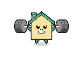 house mascot cartoon with a barbell vector