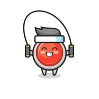 emergency panic button character cartoon with skipping rope vector