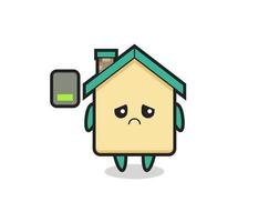 house mascot character doing a tired gesture vector