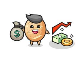 french bread illustration cartoon holding money sack vector