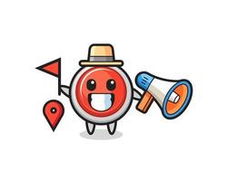 Character cartoon of emergency panic button as a tour guide vector