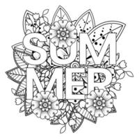 Hello Summer banner template with mehndi flower vector