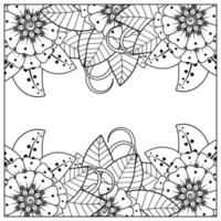 Adorno decorativo de flores mehndi en estilo étnico oriental vector