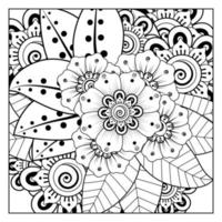 Adorno decorativo de flores mehndi en estilo étnico oriental vector