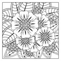 Adorno decorativo de flores mehndi en estilo étnico oriental vector