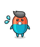 capsule mascot character with afraid gesture vector