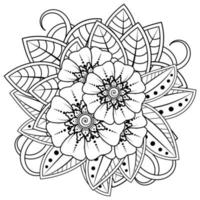 Adorno decorativo de flores mehndi en estilo étnico oriental vector