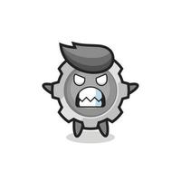 wrathful expression of the gear mascot character vector