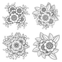 Adorno decorativo de flores mehndi en estilo étnico oriental vector