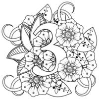 Adorno decorativo de flores mehndi en estilo étnico oriental vector