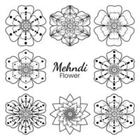 Adorno decorativo de flores mehndi en estilo étnico oriental vector