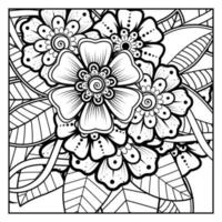 Adorno decorativo de flores mehndi en estilo étnico oriental vector