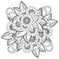 Adorno decorativo de flores mehndi en estilo étnico oriental vector