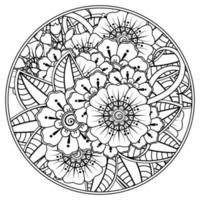 Adorno decorativo de flores mehndi en estilo étnico oriental vector