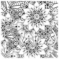 Adorno decorativo de flores mehndi en estilo étnico oriental vector