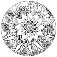 Adorno decorativo de flores mehndi en estilo étnico oriental vector