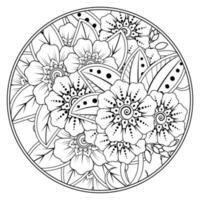 flor mehndi para henna, mehndi, tatuaje, decoración vector