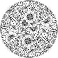 flor mehndi para henna, mehndi, tatuaje, decoración vector