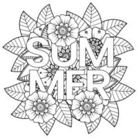 Hello Summer banner template with mehndi flower vector