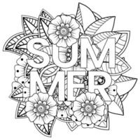 Hello Summer banner template with mehndi flower vector