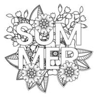 Hello Summer banner template with mehndi flower vector