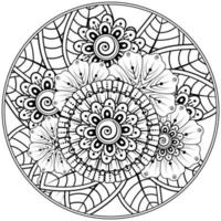 Adorno decorativo de flores mehndi en estilo étnico oriental vector