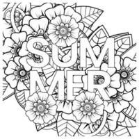 Hello Summer banner template with mehndi flower vector